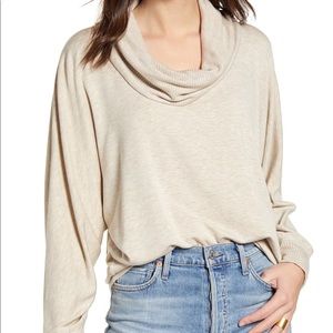 💫 Tan French Laundry Cowl Neck Ribbed Sweater